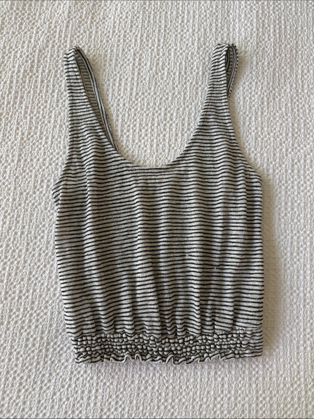 Project Social T Black and White Striped Scoop Hem Tank